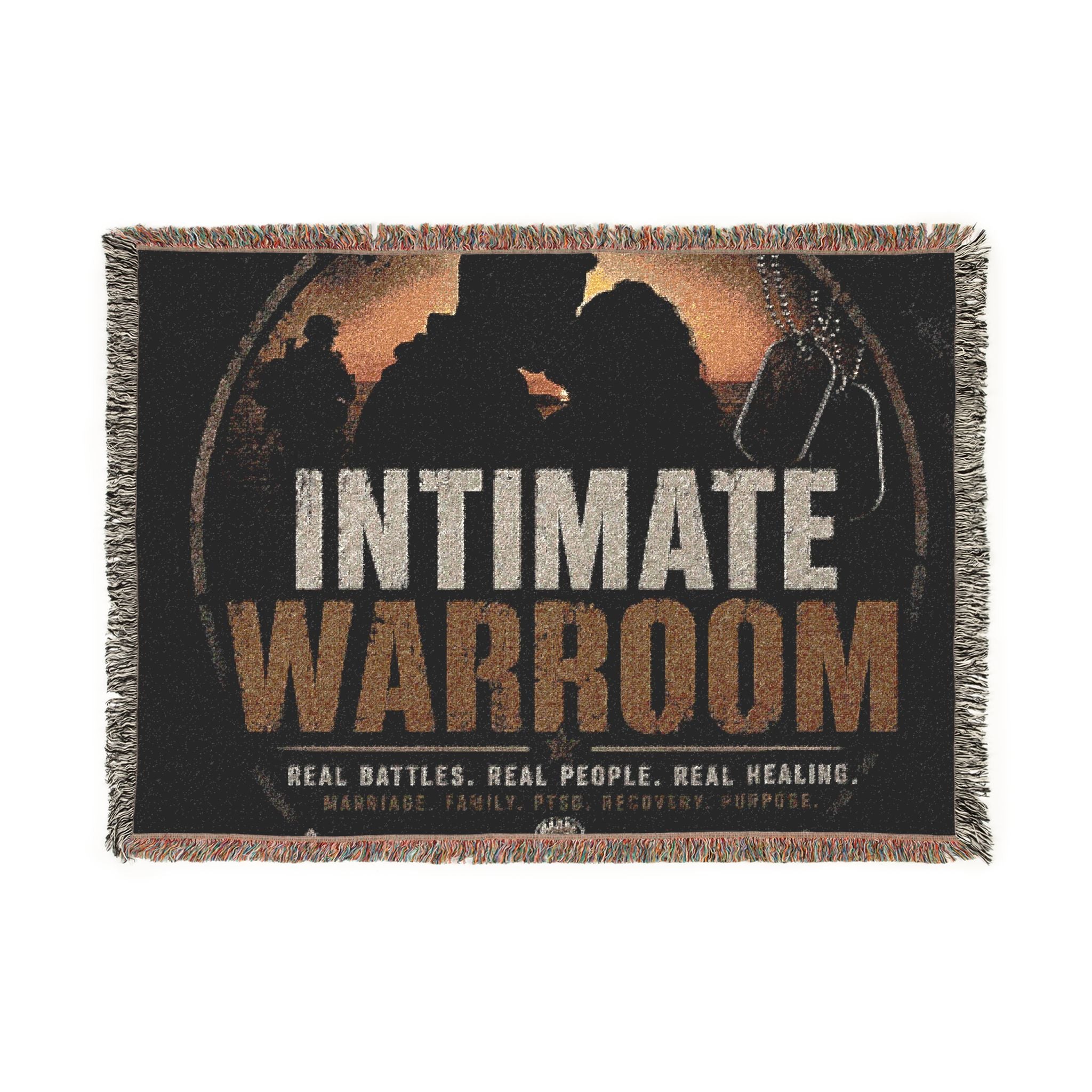 Woven Blanket — “Intimate Warroom” Tactical Throw Blanket (Cozy Gaming & Strategy Room Decor)